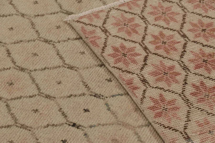 Vintage Turkish Distressed Geometric Rug
