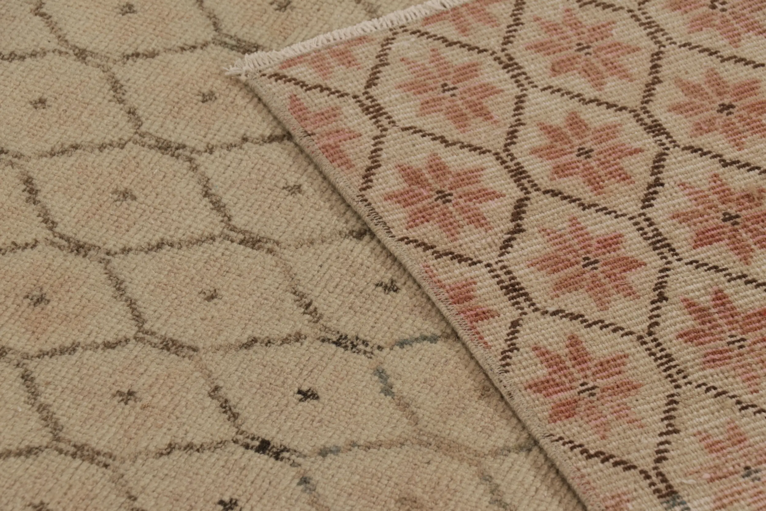 Vintage Turkish Distressed Geometric Rug