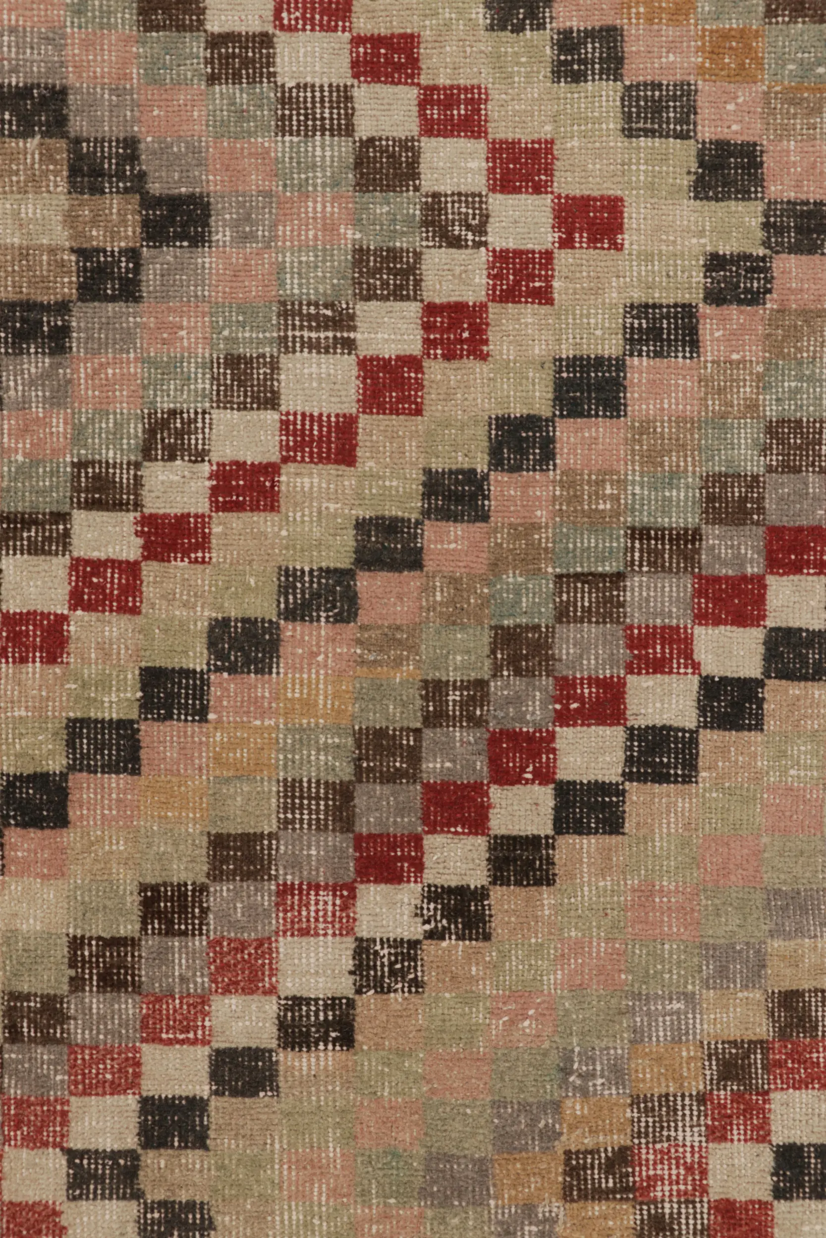 Vintage Turkish Distressed Geometric Rug