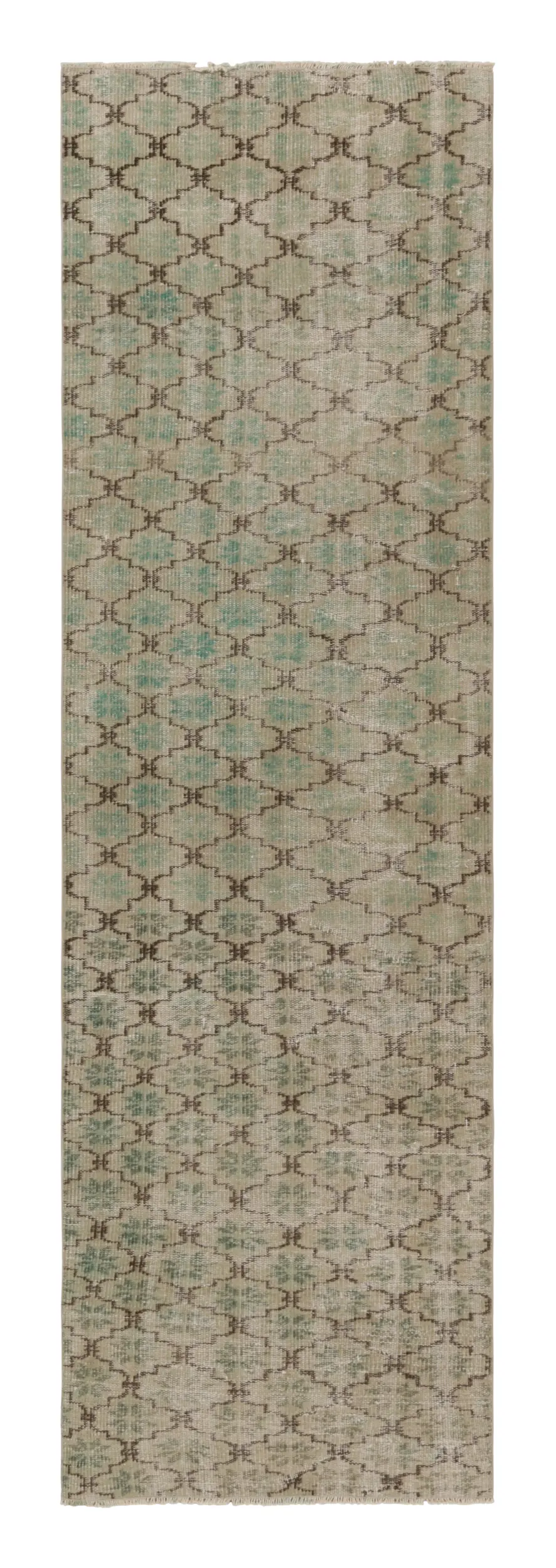 Vintage Turkish Distressed Geometric Rug