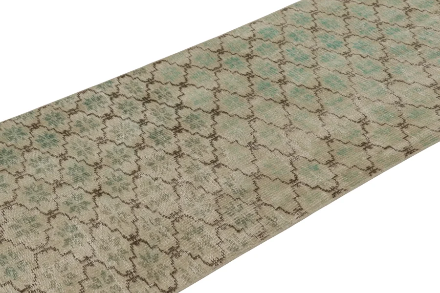 Vintage Turkish Distressed Geometric Rug