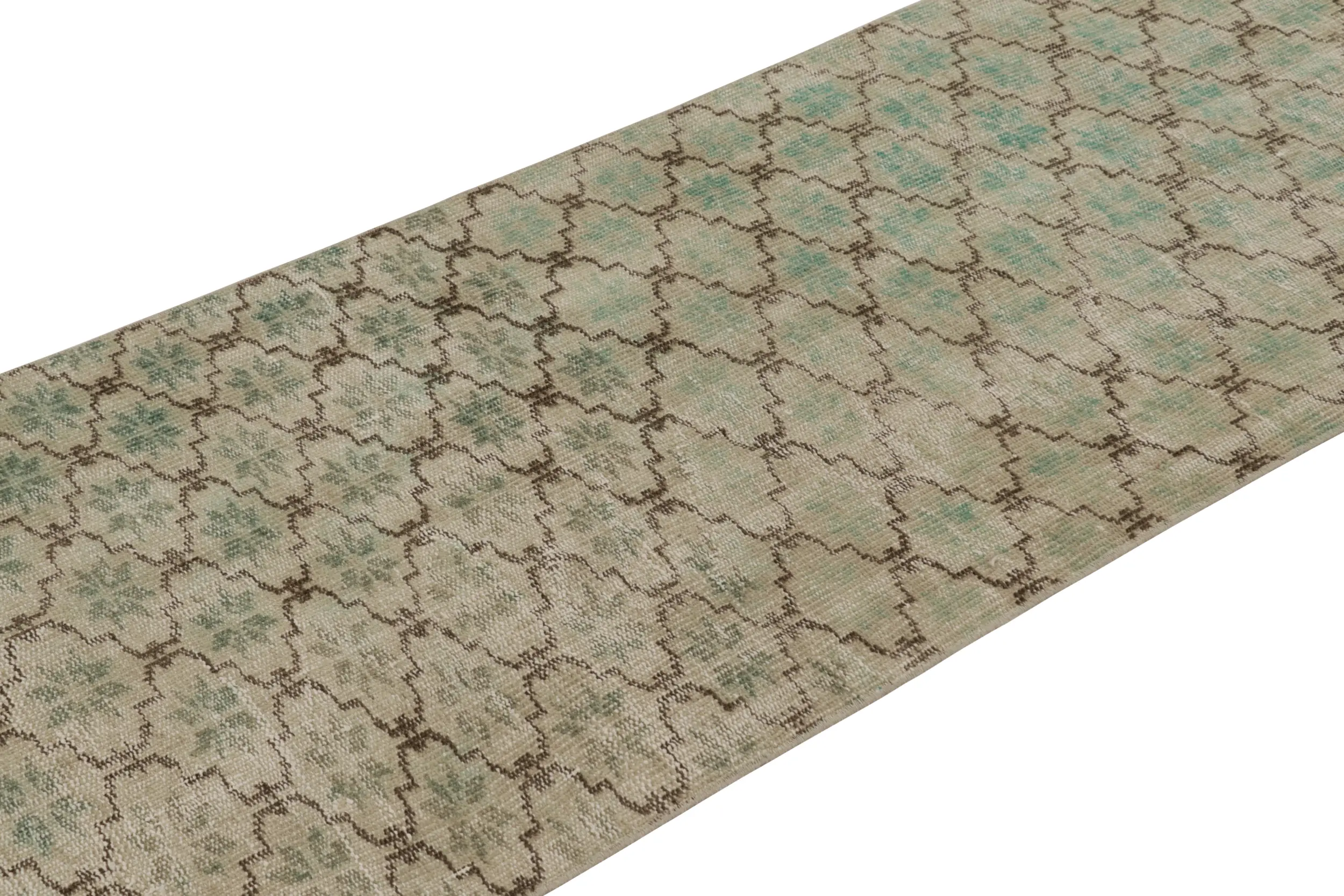 Vintage Turkish Distressed Geometric Rug