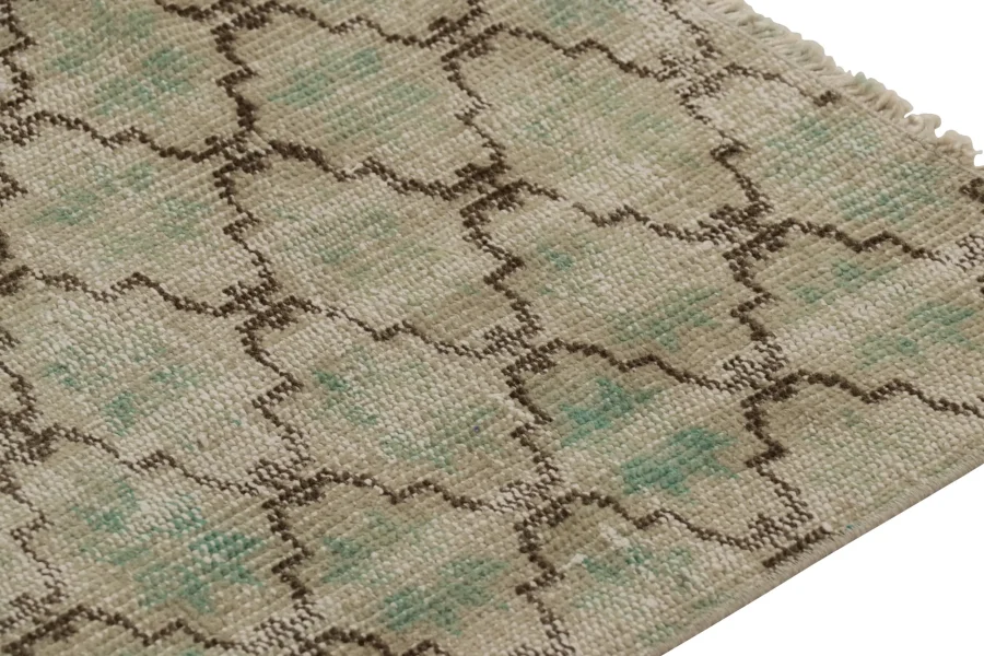 Vintage Turkish Distressed Geometric Rug