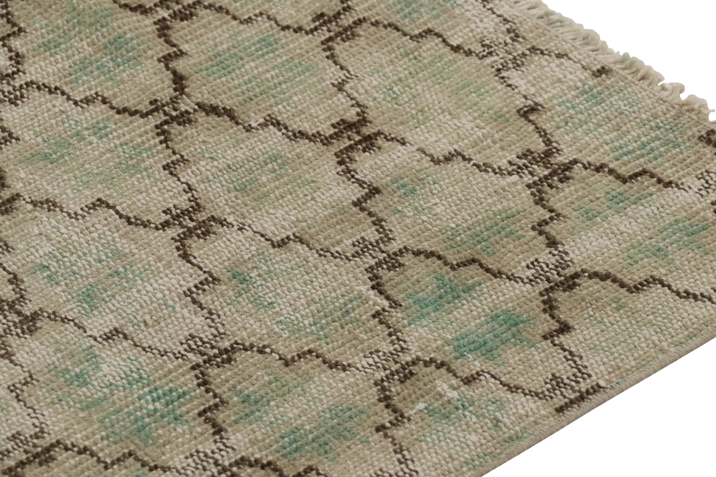 Vintage Turkish Distressed Geometric Rug