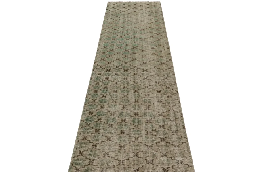 Vintage Turkish Distressed Geometric Rug