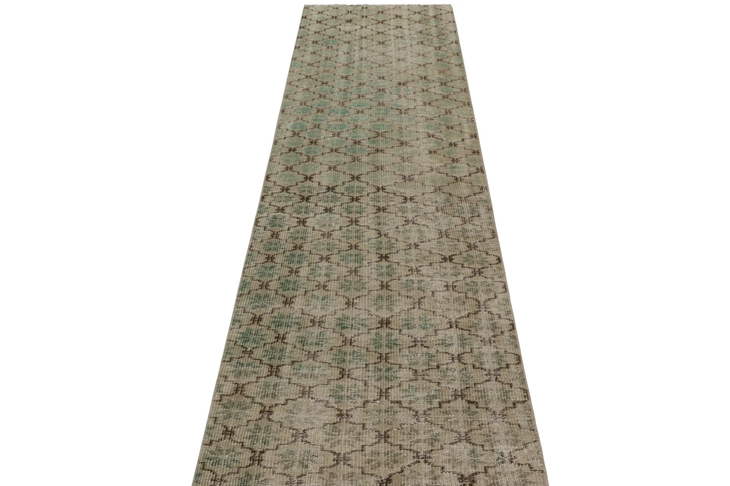 Vintage Turkish Distressed Geometric Rug