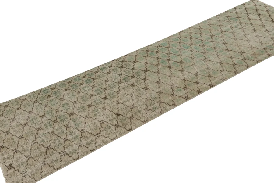 Vintage Turkish Distressed Geometric Rug