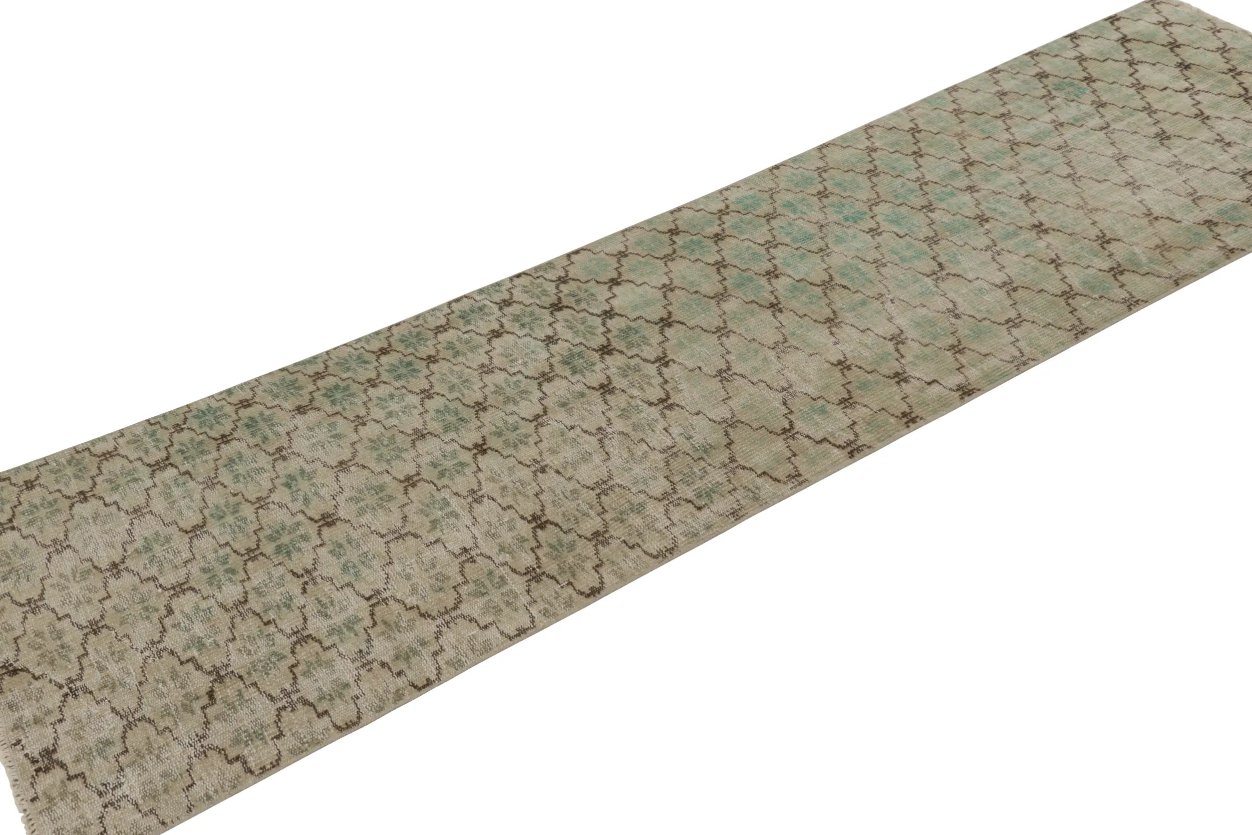 Vintage Turkish Distressed Geometric Rug
