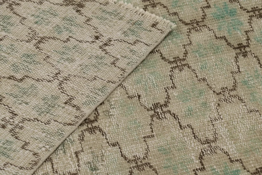 Vintage Turkish Distressed Geometric Rug