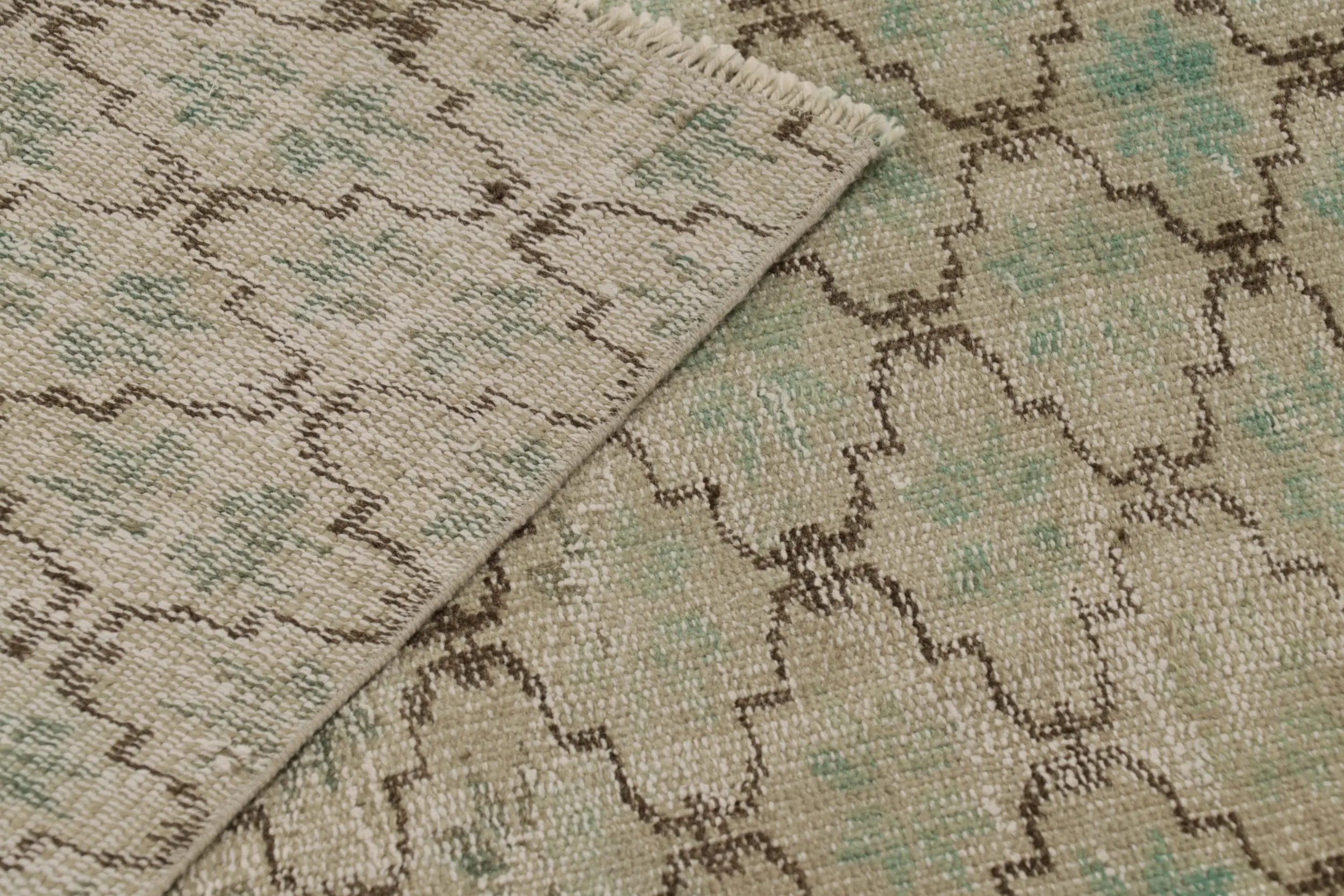 Vintage Turkish Distressed Geometric Rug