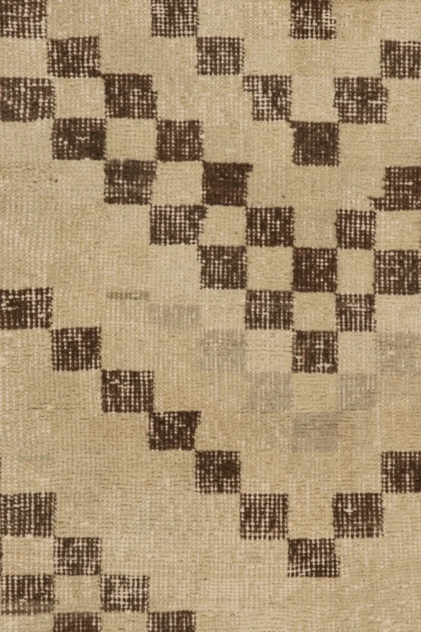 Vintage Turkish Distressed hand-knotted Geometric Rug