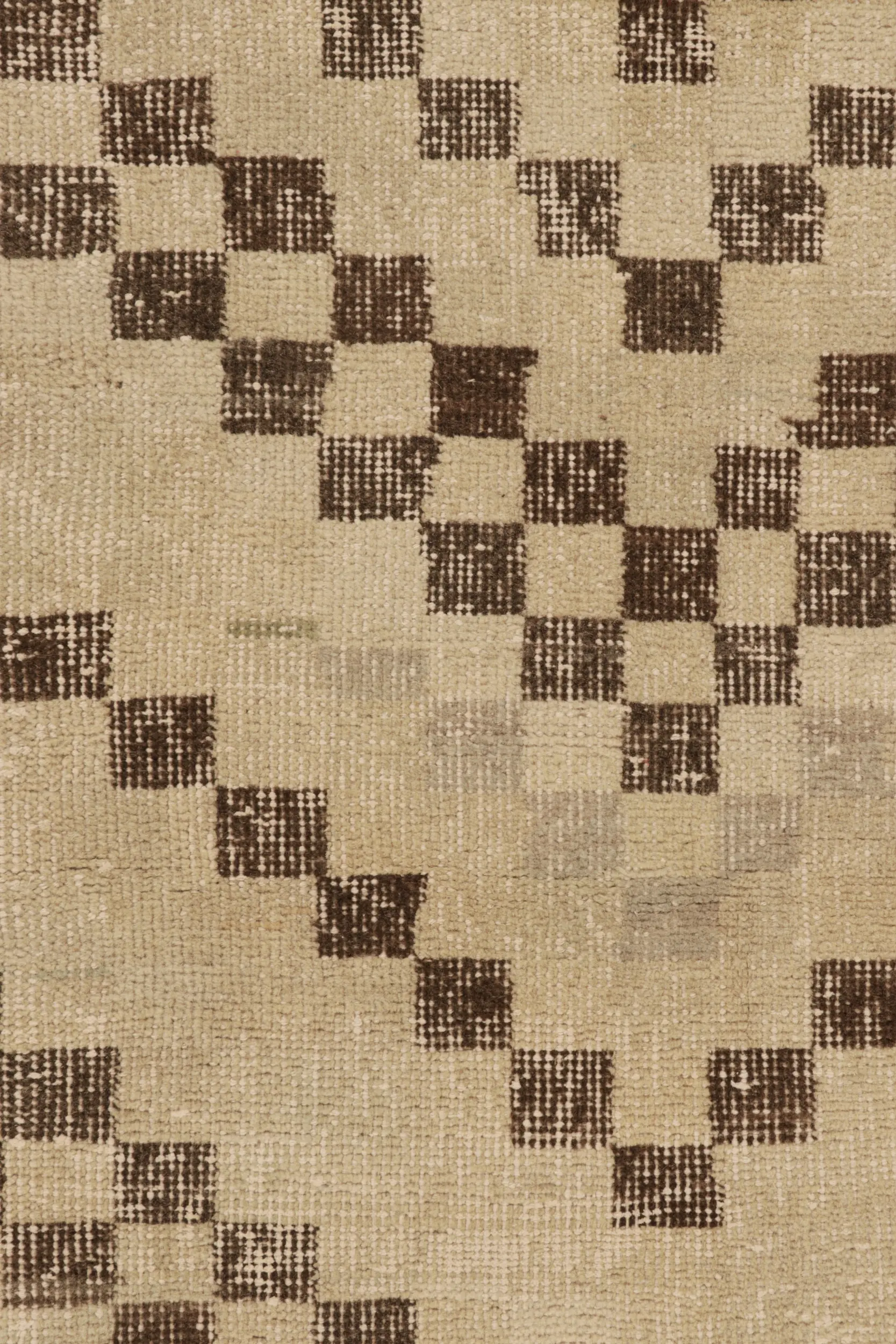Vintage Turkish Distressed hand-knotted Geometric Rug