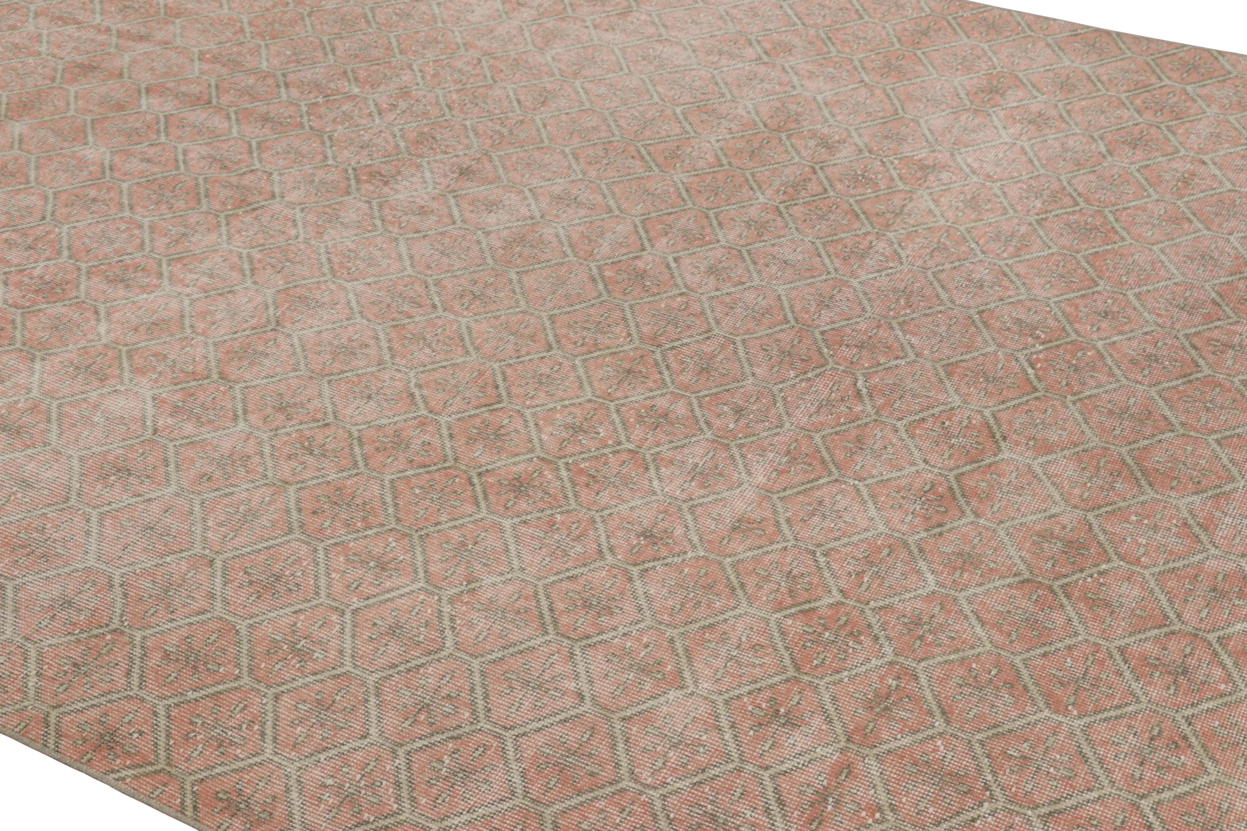 Vintage Turkish Distressed Geometric Rug