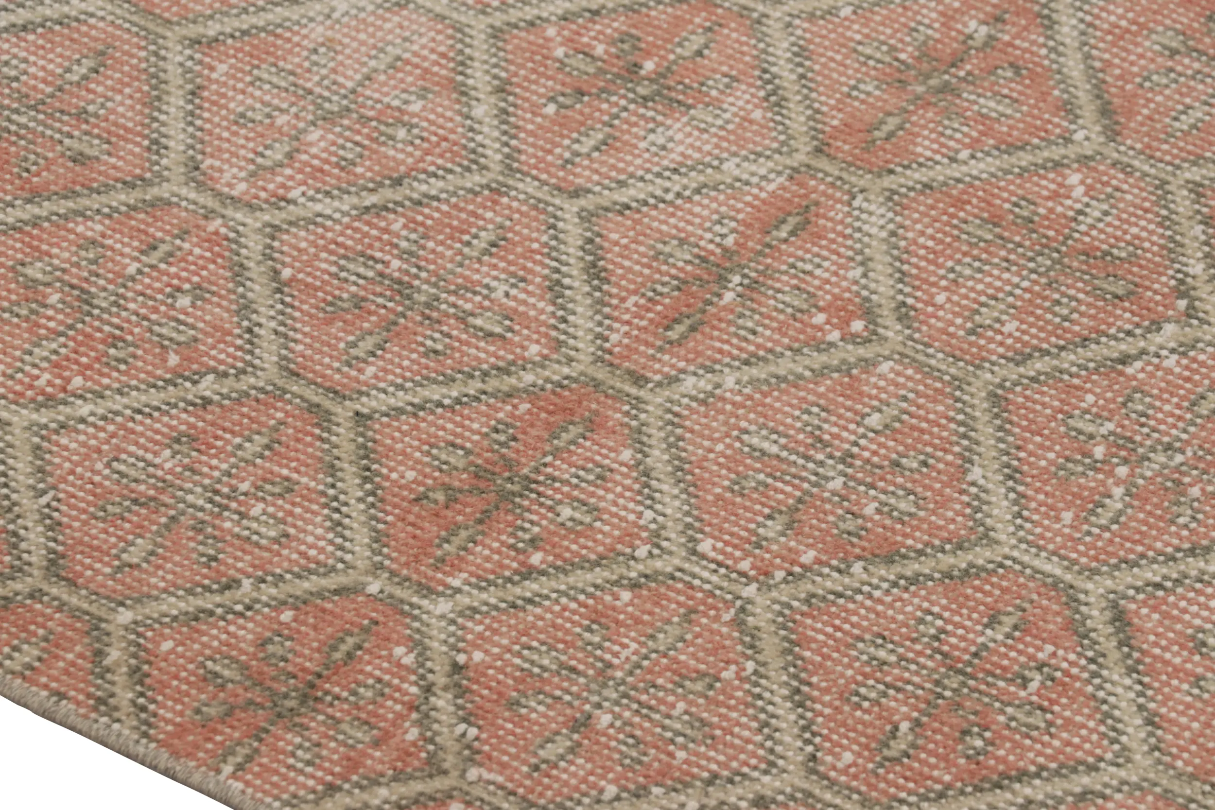 Vintage Turkish Distressed Geometric Rug