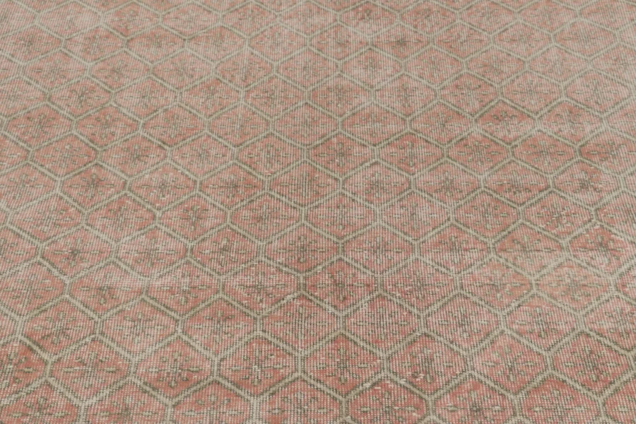 Vintage Turkish Distressed Geometric Rug