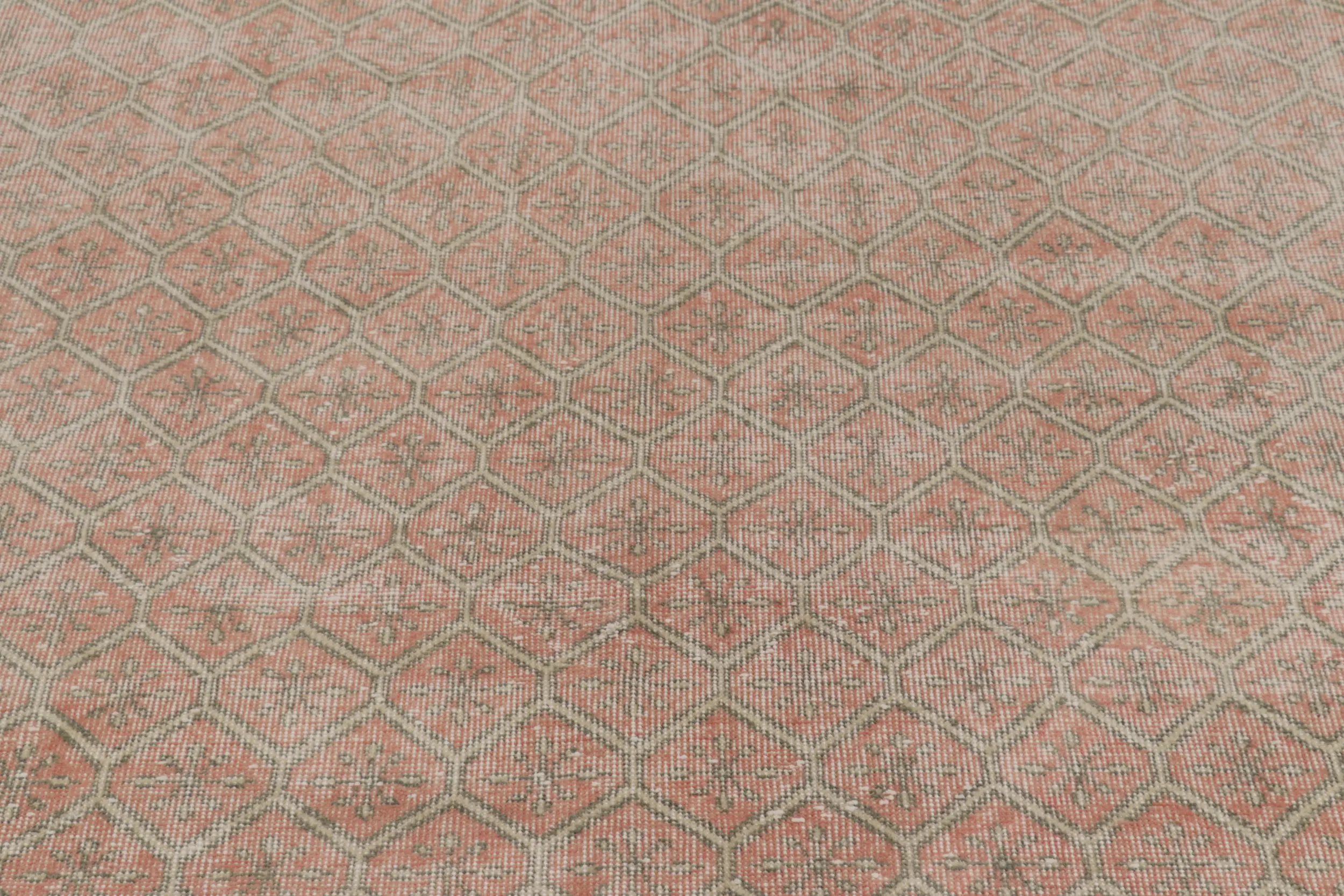 Vintage Turkish Distressed Geometric Rug