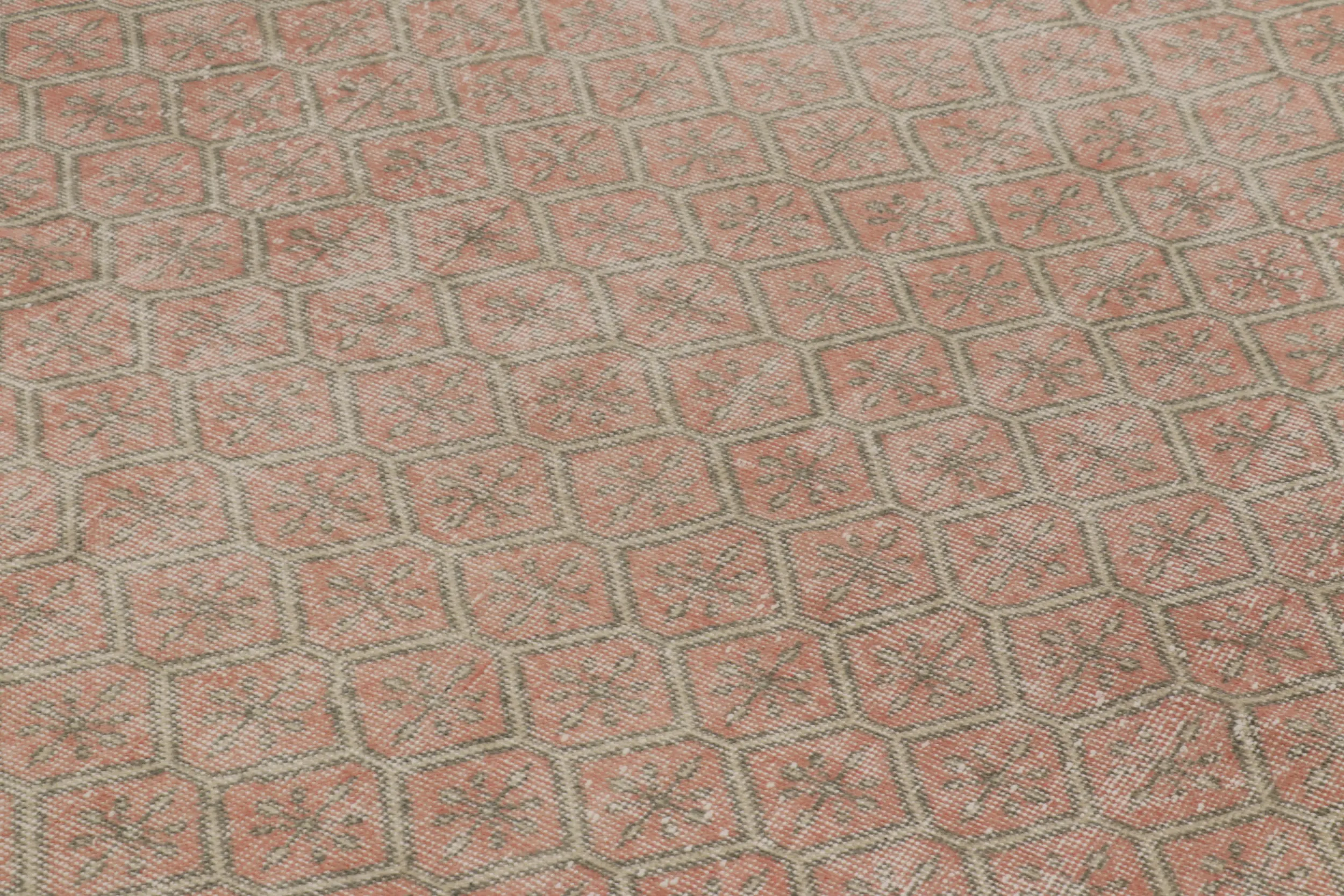 Vintage Turkish Distressed Geometric Rug