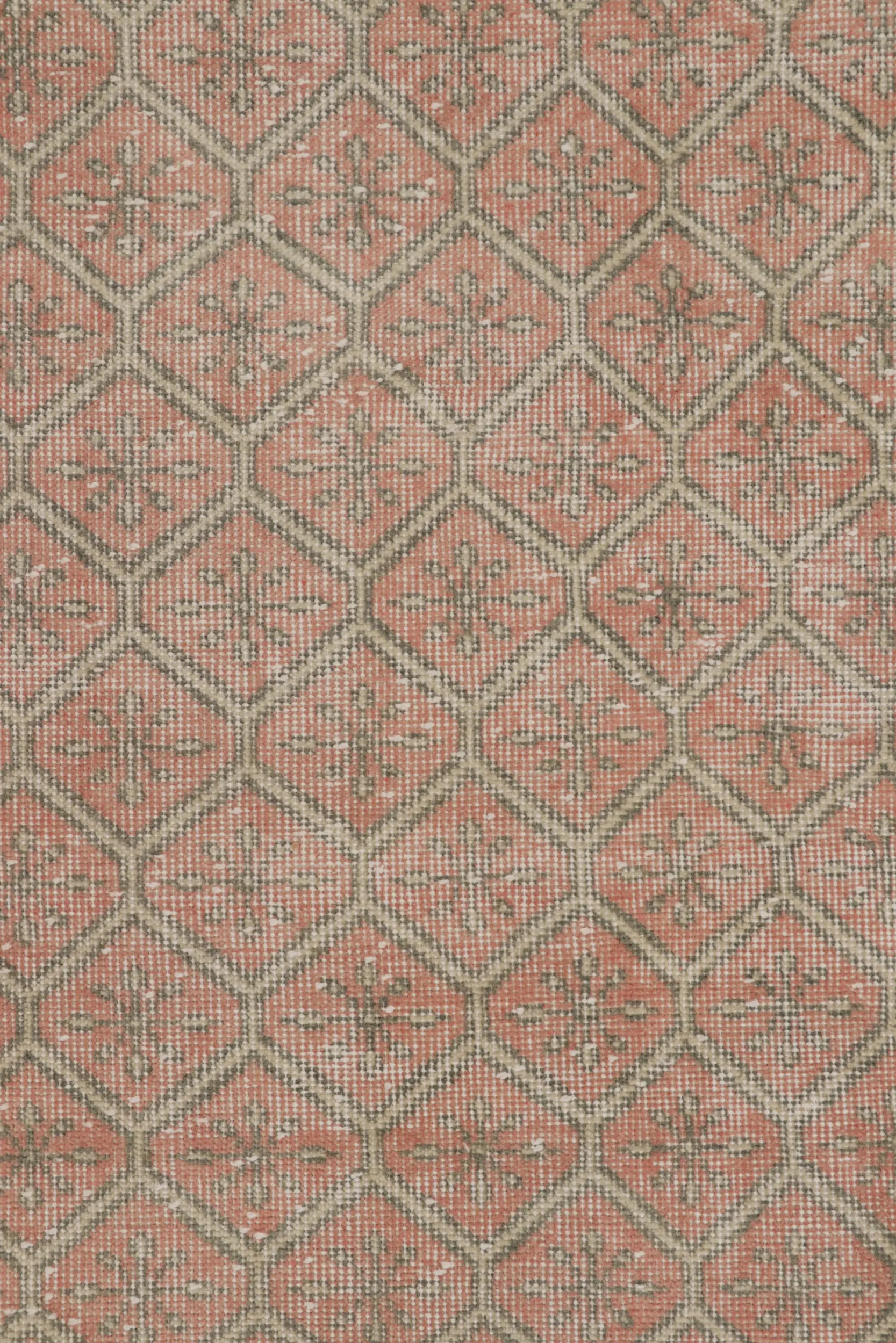Vintage Turkish Distressed Geometric Rug