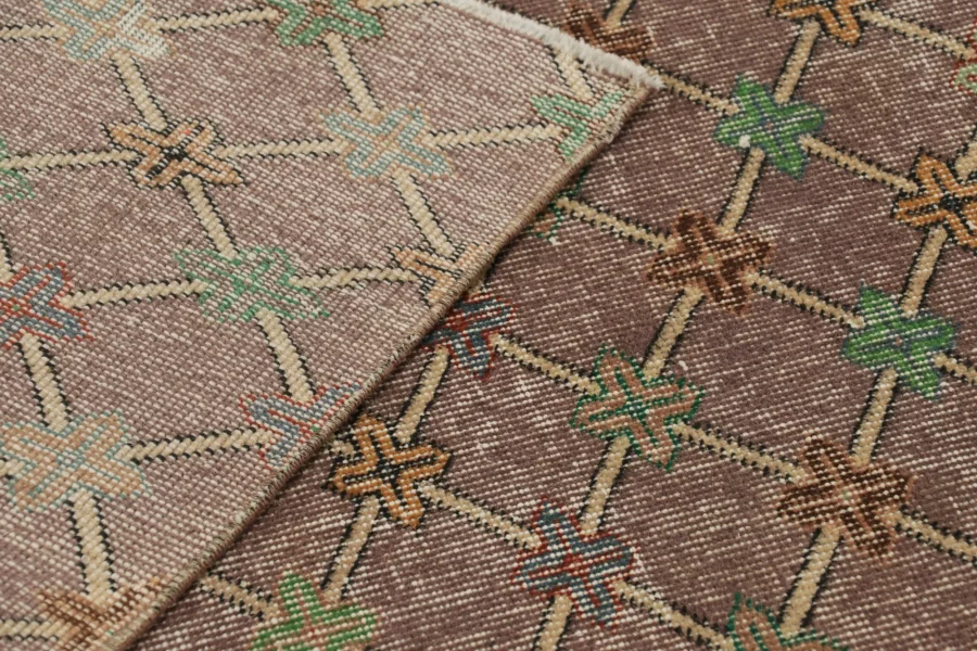 Vintage Turkish Distressed Geometric Runner Rug