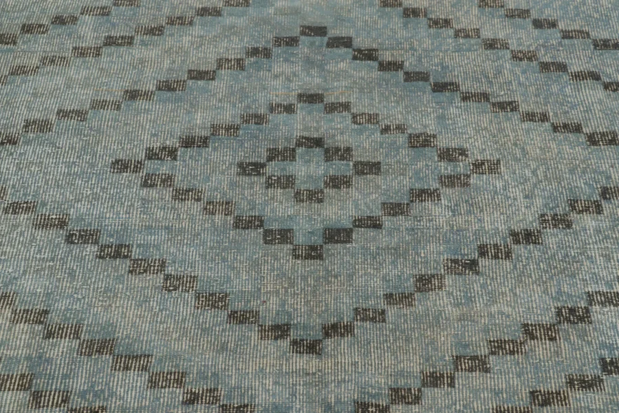 Vintage Turkish Distressed Geometric Rug