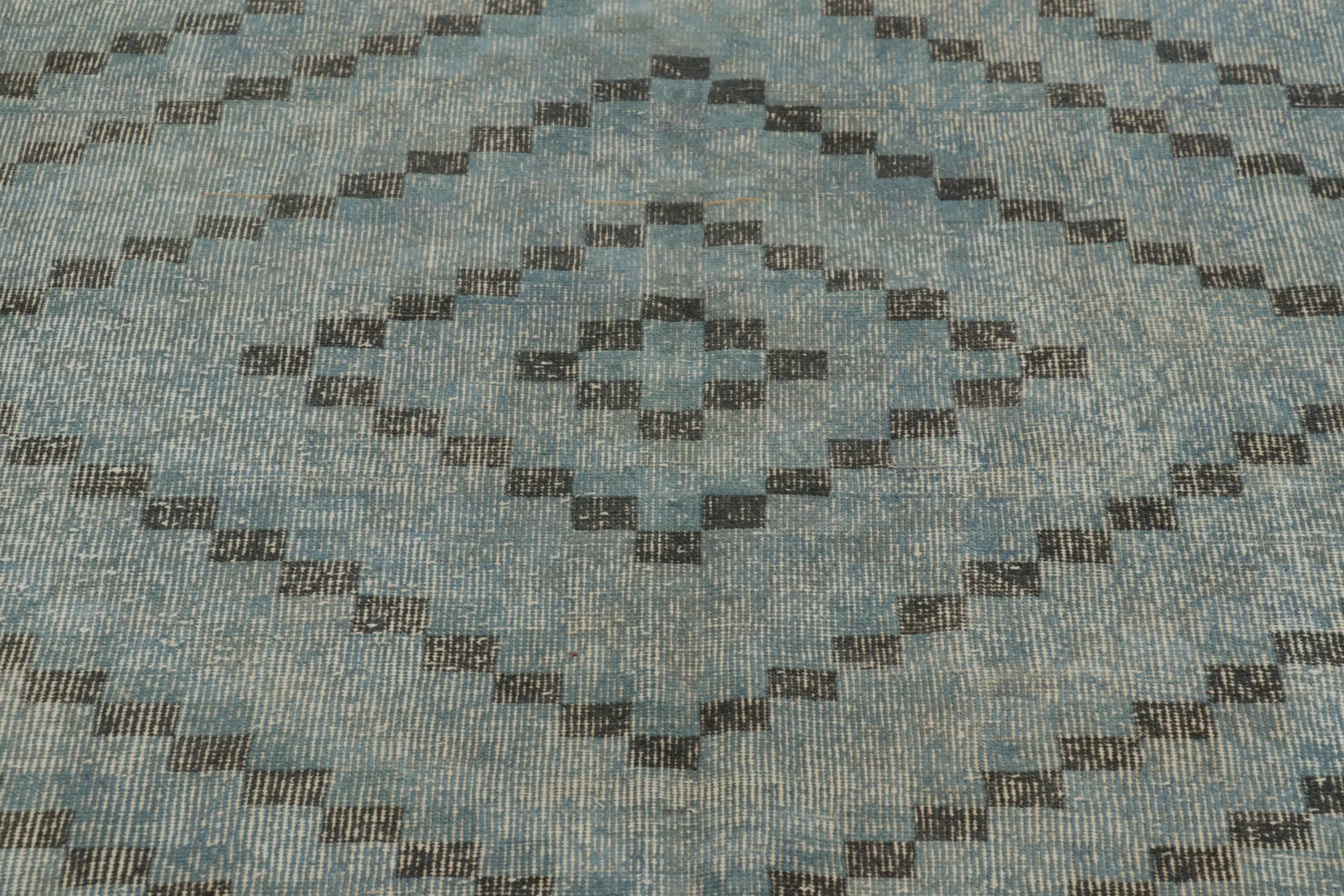 Vintage Turkish Distressed Geometric Rug