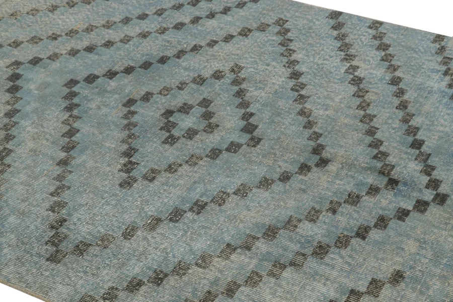 Vintage Turkish Distressed Geometric Rug