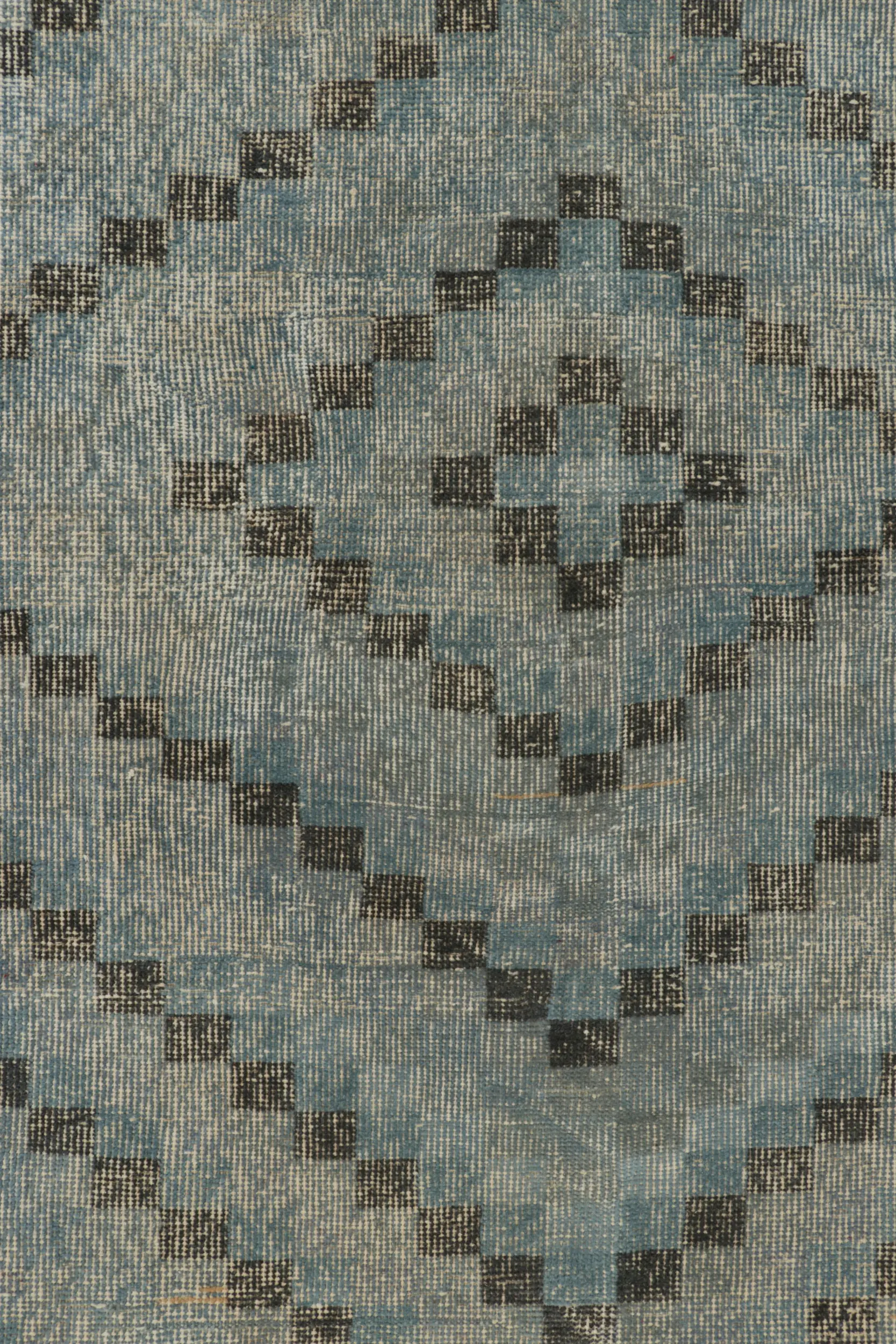 Vintage Turkish Distressed Geometric Rug