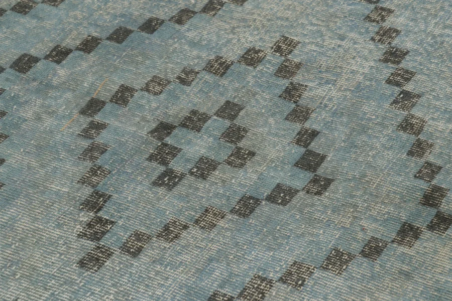 Vintage Turkish Distressed Geometric Rug