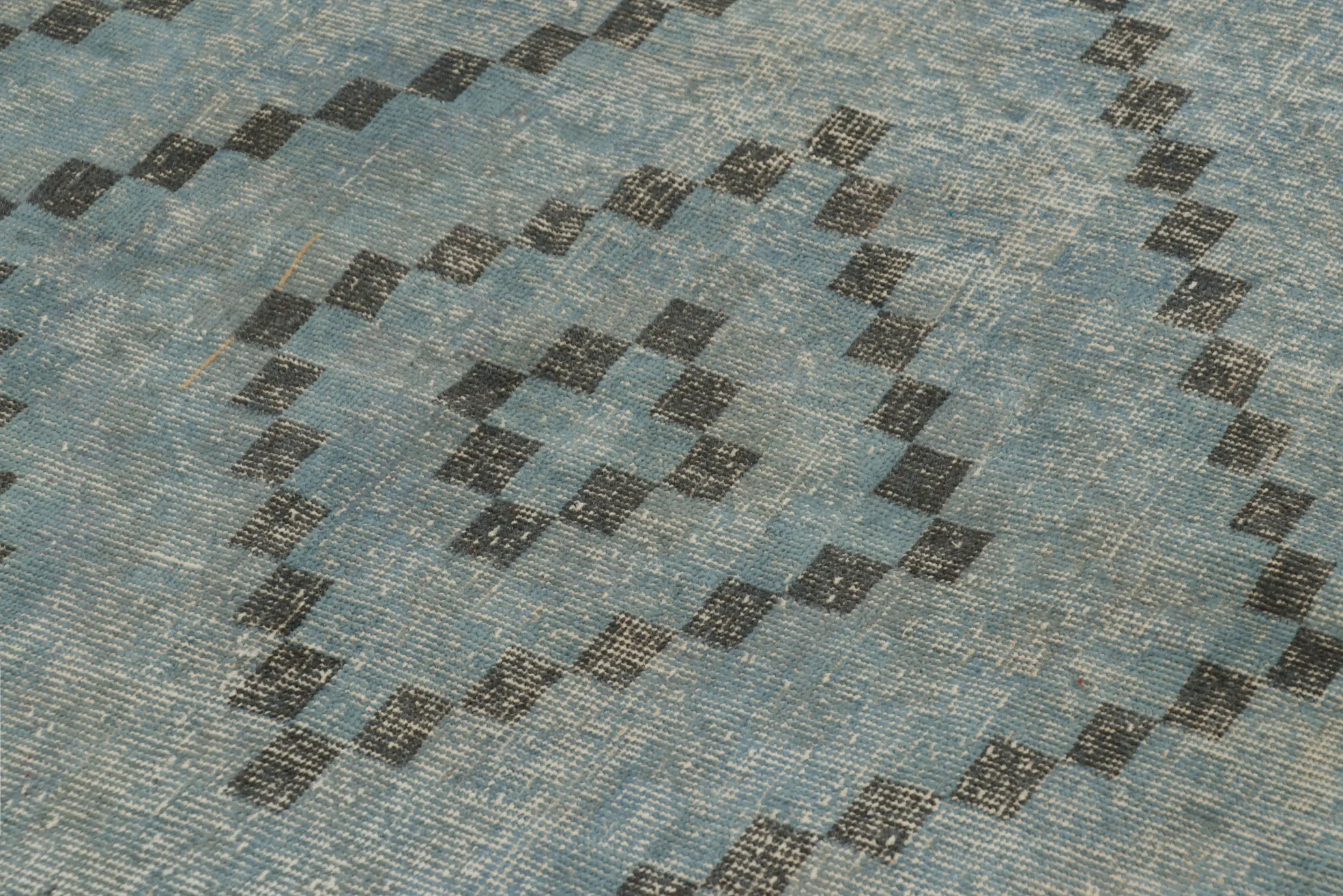 Vintage Turkish Distressed Geometric Rug