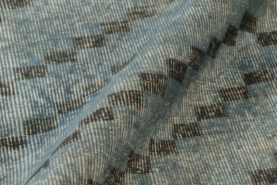 Vintage Turkish Distressed Geometric Rug
