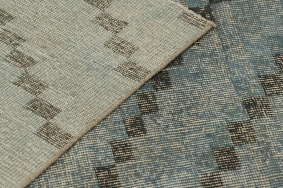 Vintage Turkish Distressed Geometric Rug
