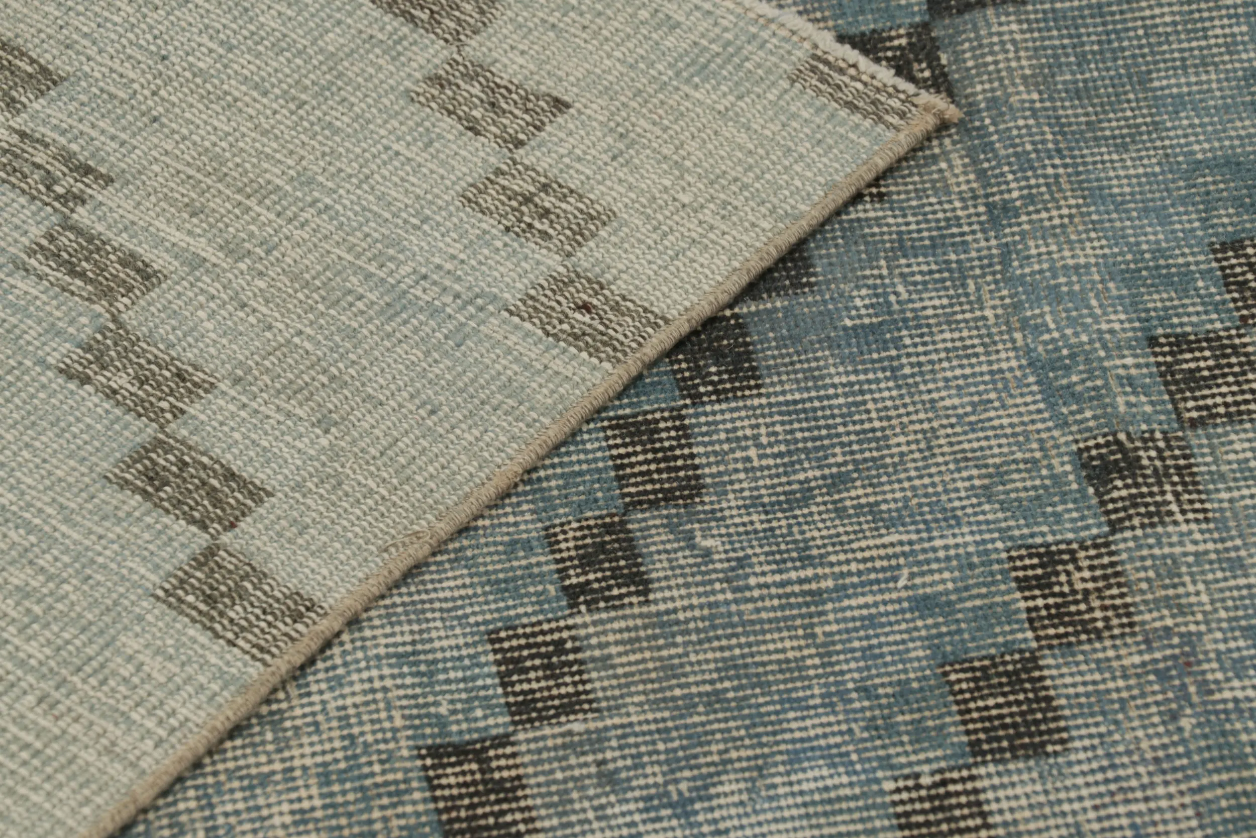 Vintage Turkish Distressed Geometric Rug