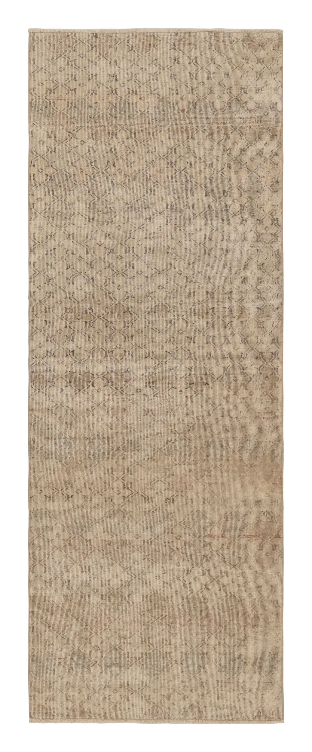 Vintage Turkish Distressed Geometric Runner Rug