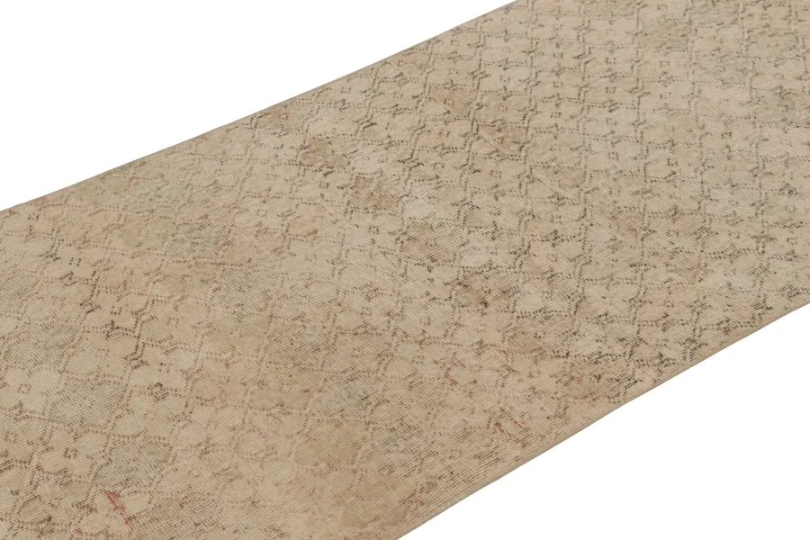 Vintage Turkish Distressed Geometric Runner Rug