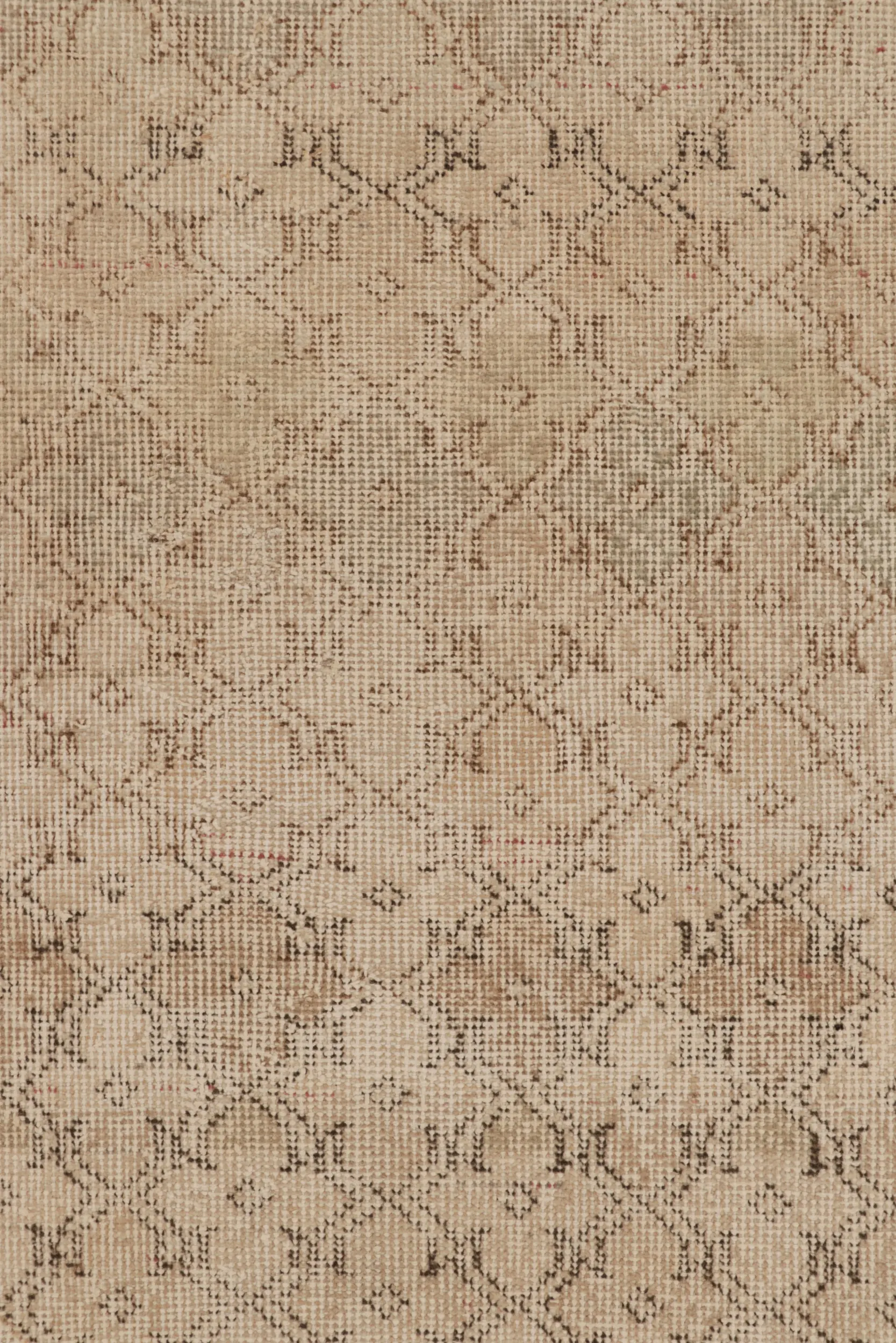 Vintage Turkish Distressed Geometric Runner Rug