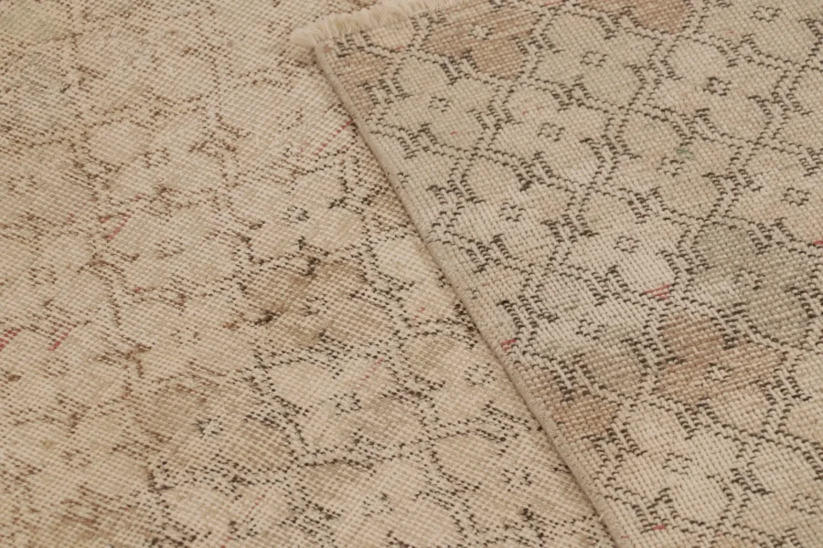 Vintage Turkish Distressed Geometric Runner Rug