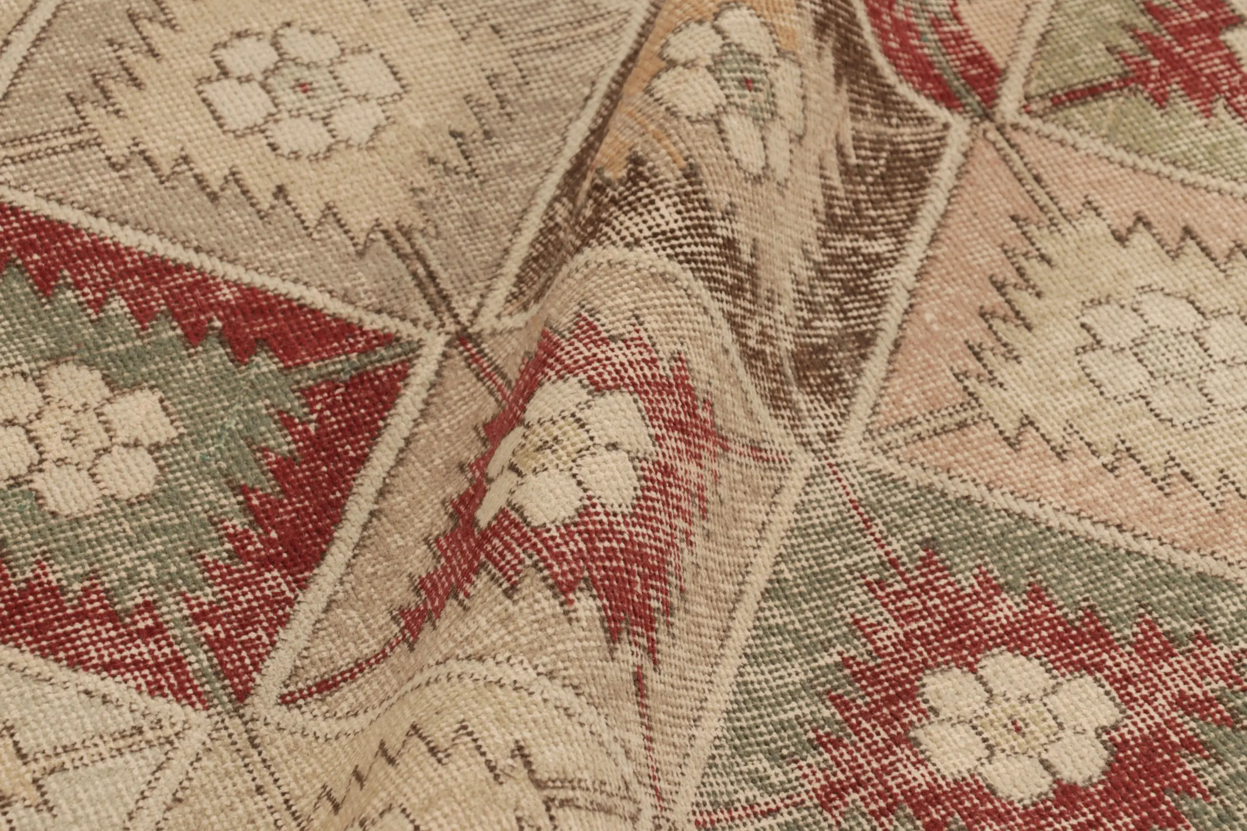 Vintage Turkish Distressed Geometric Rug