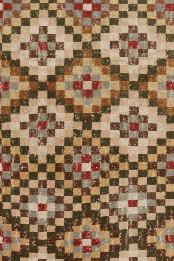 Vintage Turkish Distressed Geometric Rug
