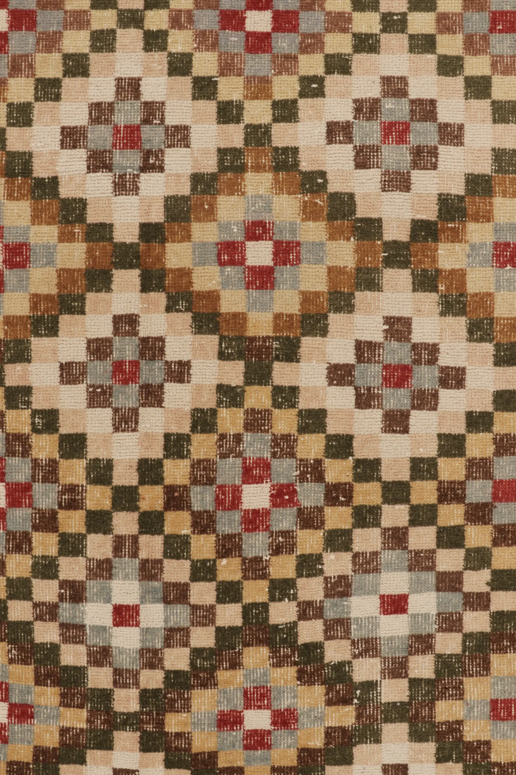 Vintage Turkish Distressed Geometric Rug