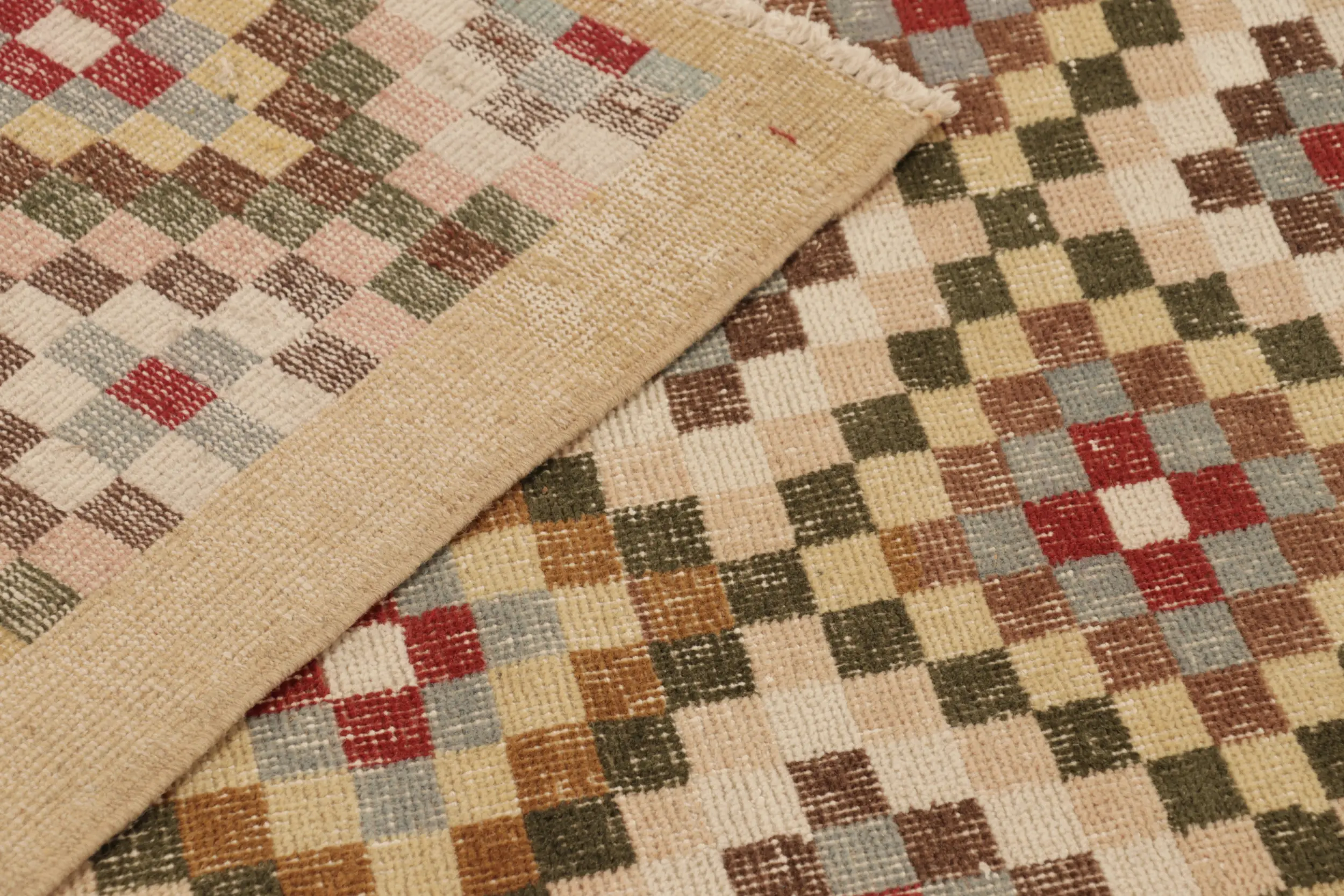 Vintage Turkish Distressed Geometric Rug