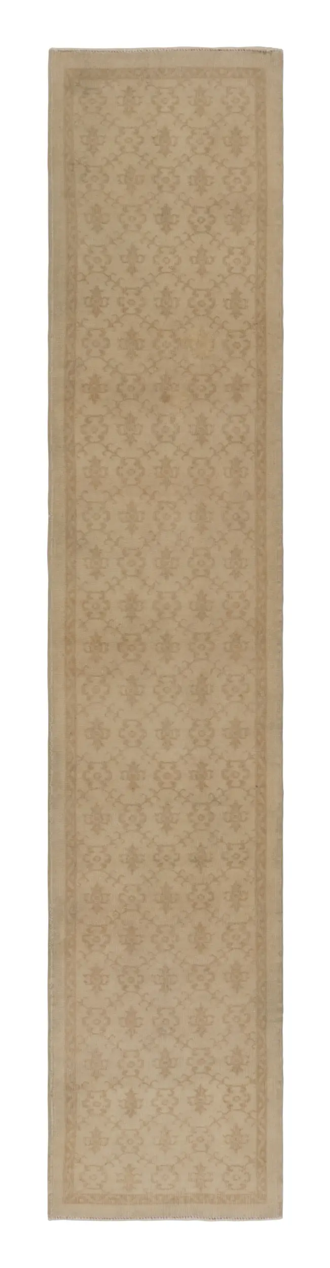 Vintage Turkish Distressed Geometric Runner Rug