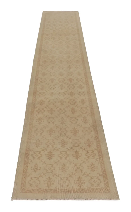 Vintage Turkish Distressed Geometric Runner Rug