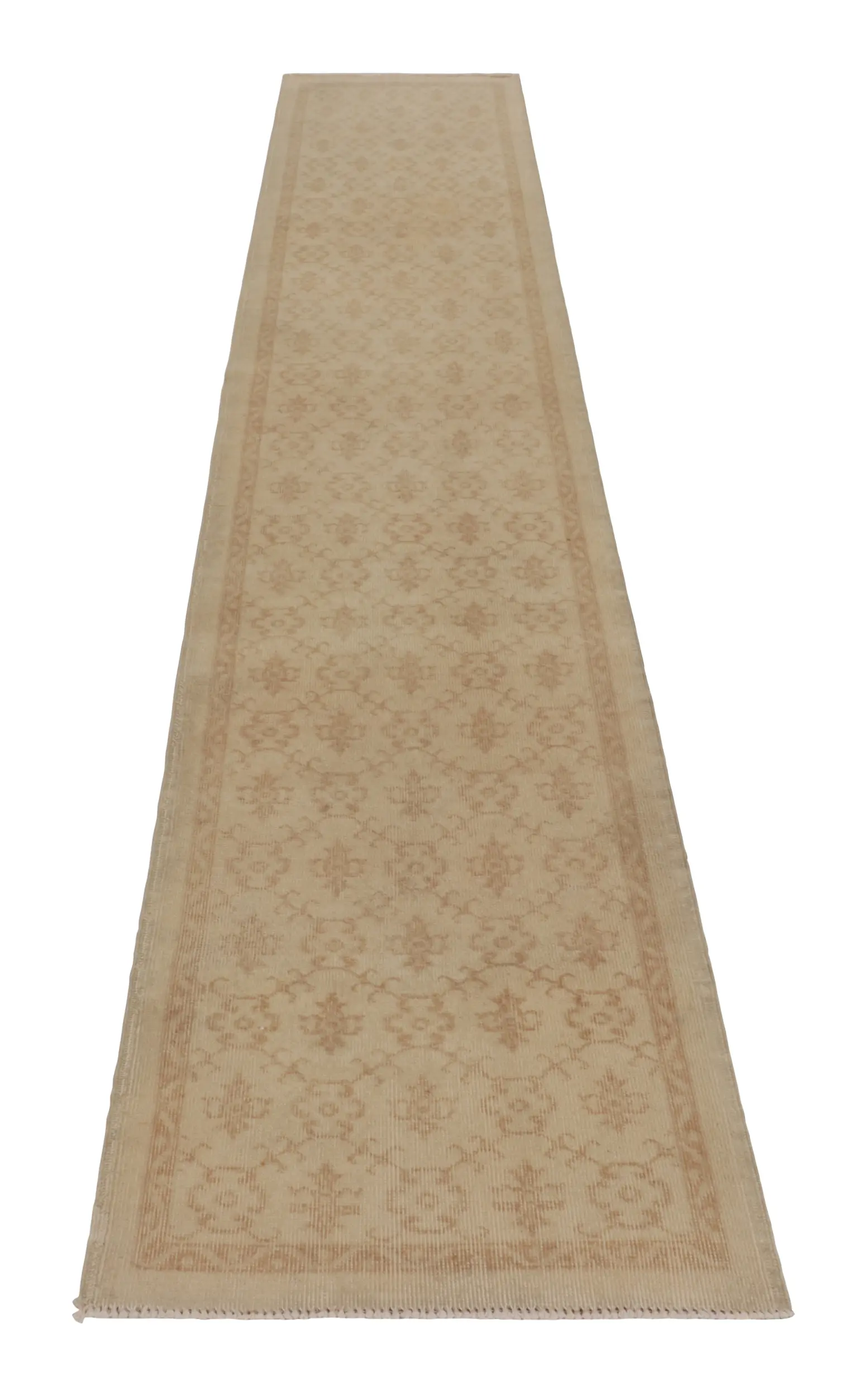 Vintage Turkish Distressed Geometric Runner Rug