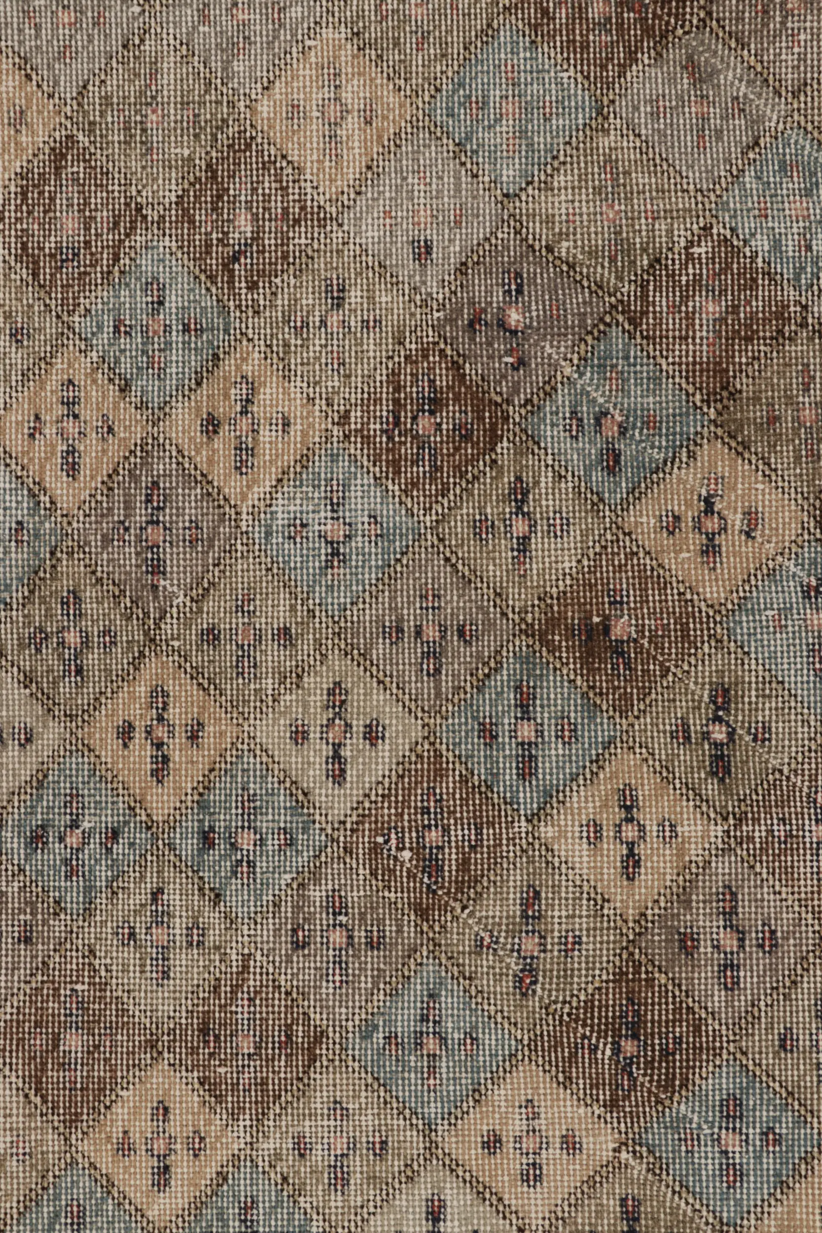 Vintage Turkish Distressed Geometric Runner Rug