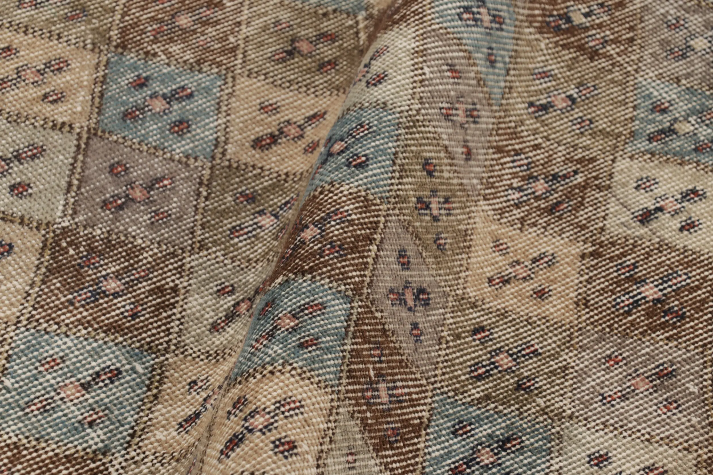 Vintage Turkish Distressed Geometric Runner Rug