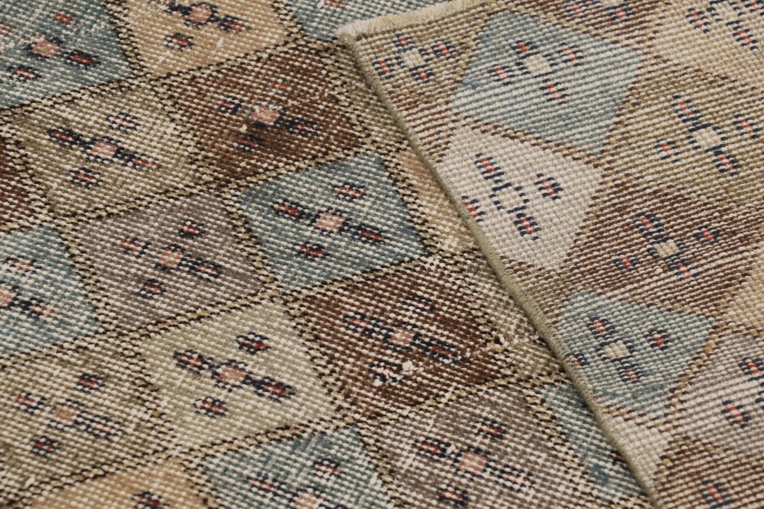 Vintage Turkish Distressed Geometric Runner Rug