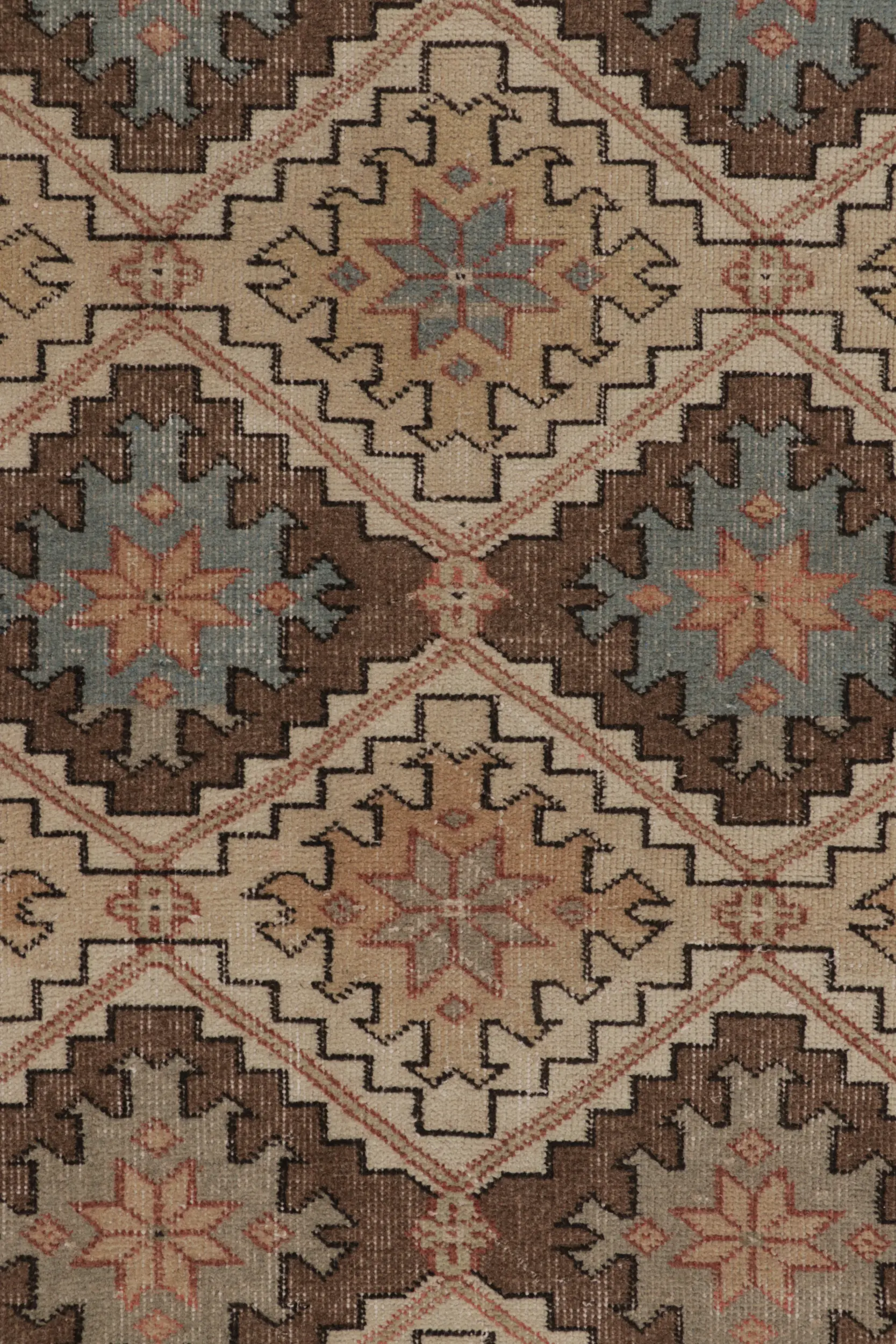 Vintage Turkish Distressed Geometric Runner Rug