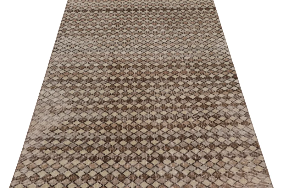 Vintage Turkish Distressed Geometric Runner Rug