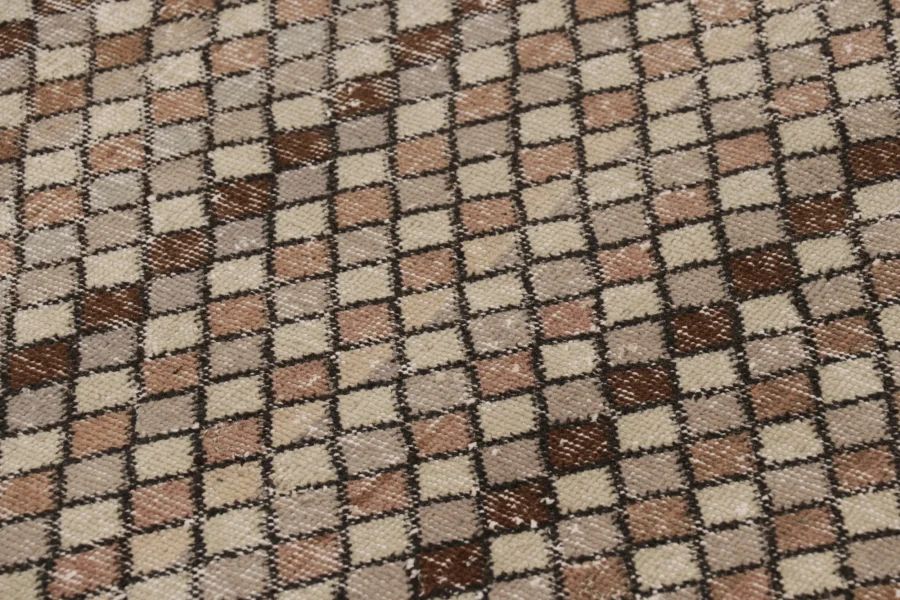 Vintage Turkish Distressed Geometric Runner Rug
