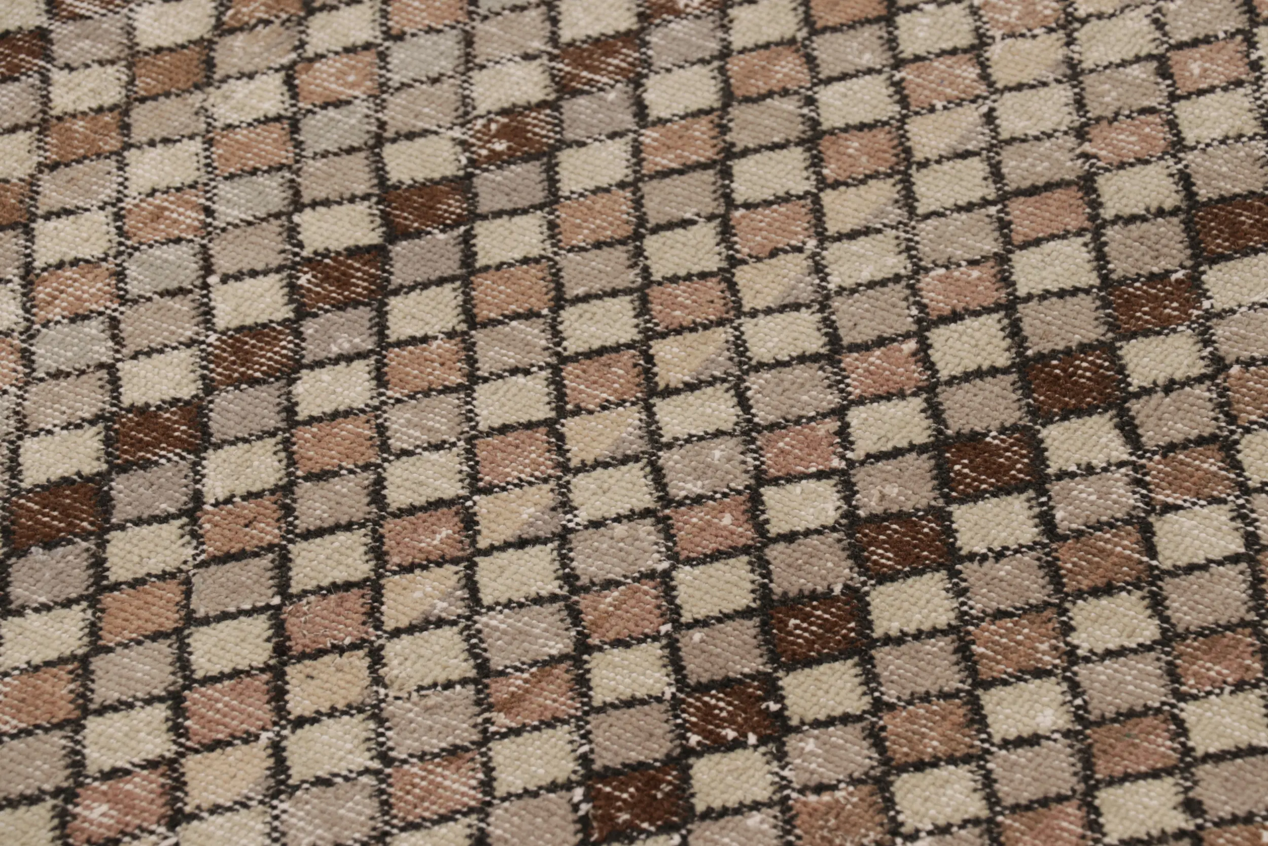 Vintage Turkish Distressed Geometric Runner Rug